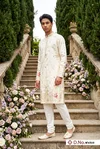  Cream Color Outluk Wedding Vol 48 Pure Silk Fabric With Embroidery Work Mens Wear Kurta Payjama W4802